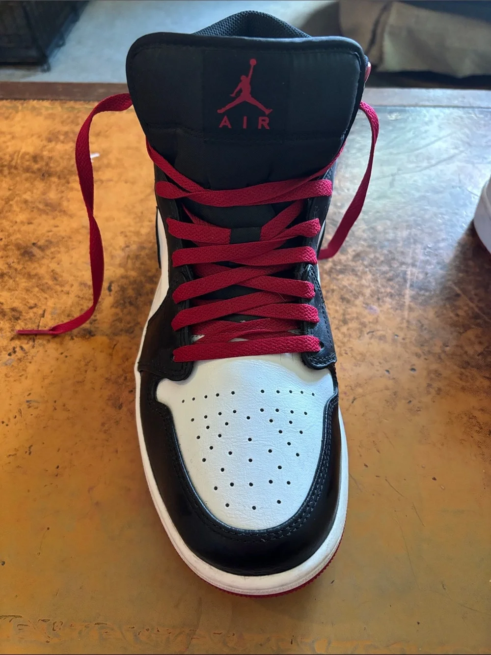 Jordan High-Top Sneakers — Black, White & Red
